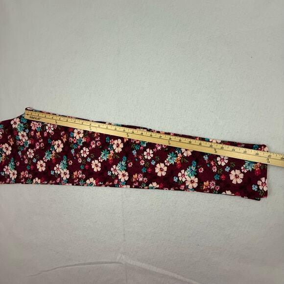 New Mix Plus One Size Floral Leggings Burgundy Pink Blue Stretch Soft
 NWT - Picture 7 of 10